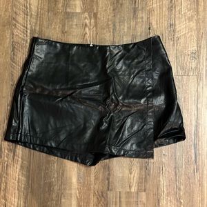 Black Faux Leather Envelope Skort